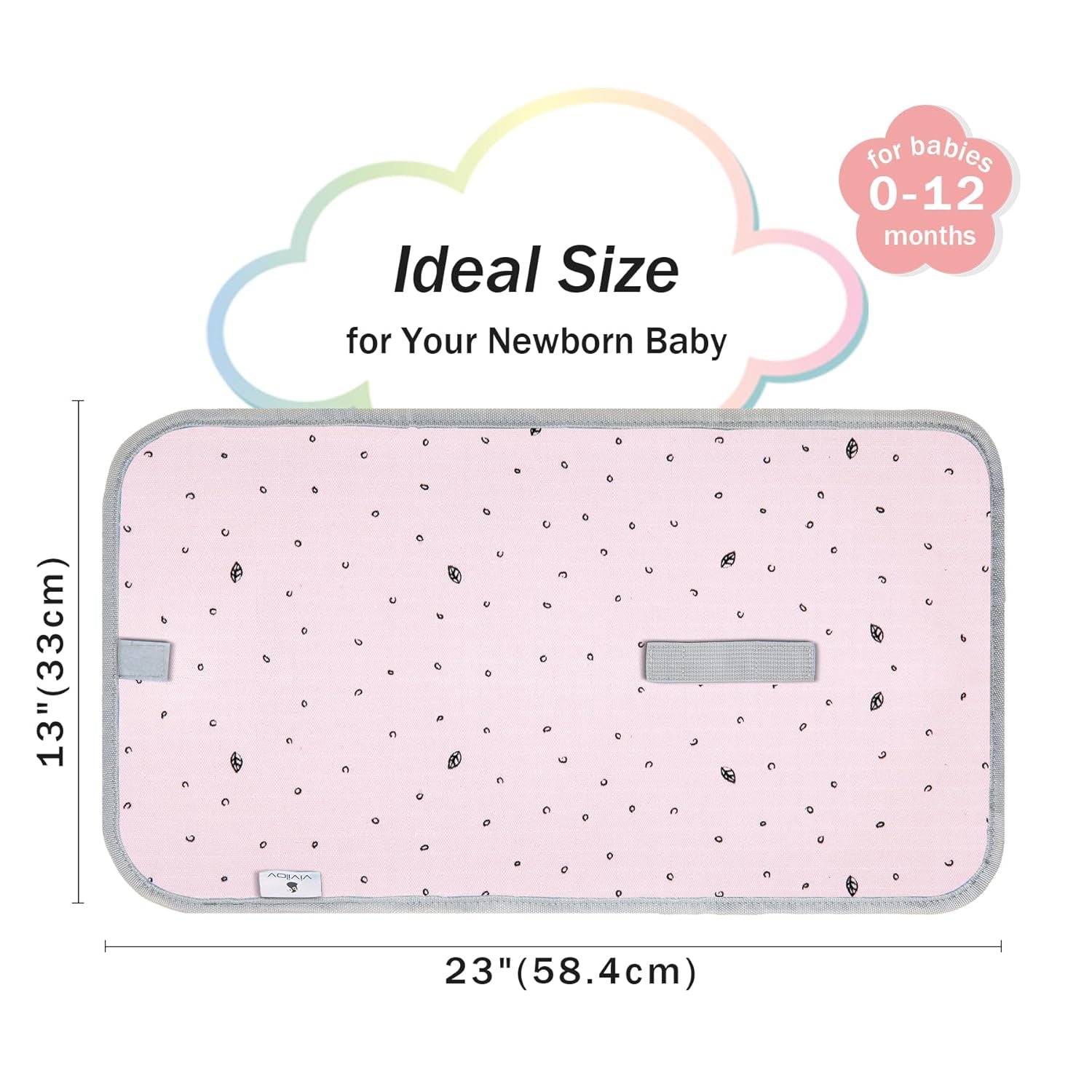 Portable Changing Pad for Baby - Waterproof Diaper Changing Pad - Compact Baby Changing Pad- Travel Diaper Changing Mat - Foldable Lightweight Changing Mat for Newborn (Pink Leaf)
