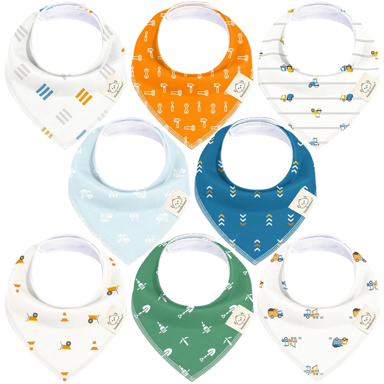 8-Pack Organic Baby Bandana Bibs for Boys, Girls - Super Absorbent Triangle Baby Bibs for Drooling and Teething Infant, 100% Cotton Extra Soft for Newborn, Infant 0-36 Months(Grayscape)