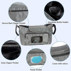 Baby Stroller Organizer with Cup Holder Universal Stroller Caddy Large Storage Space Baby Multiple Pockets Stroller Storage Adjustable Shoulder Strap Stroller Accessories Organizer