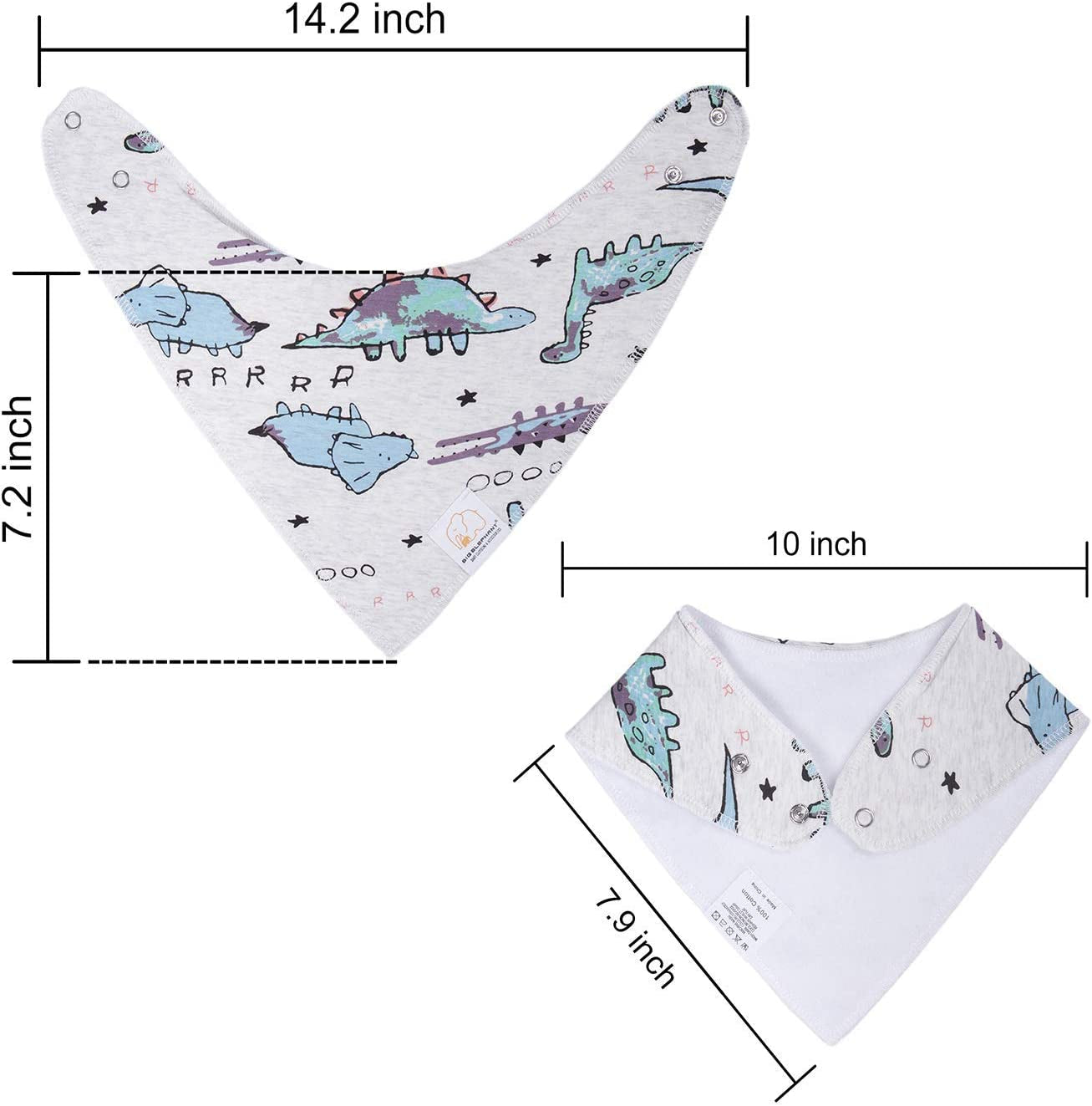 Baby Bandana Drool Bibs Set, Soft Absorbent Bibs for Teething and Drooling - 10 Pack Pattern