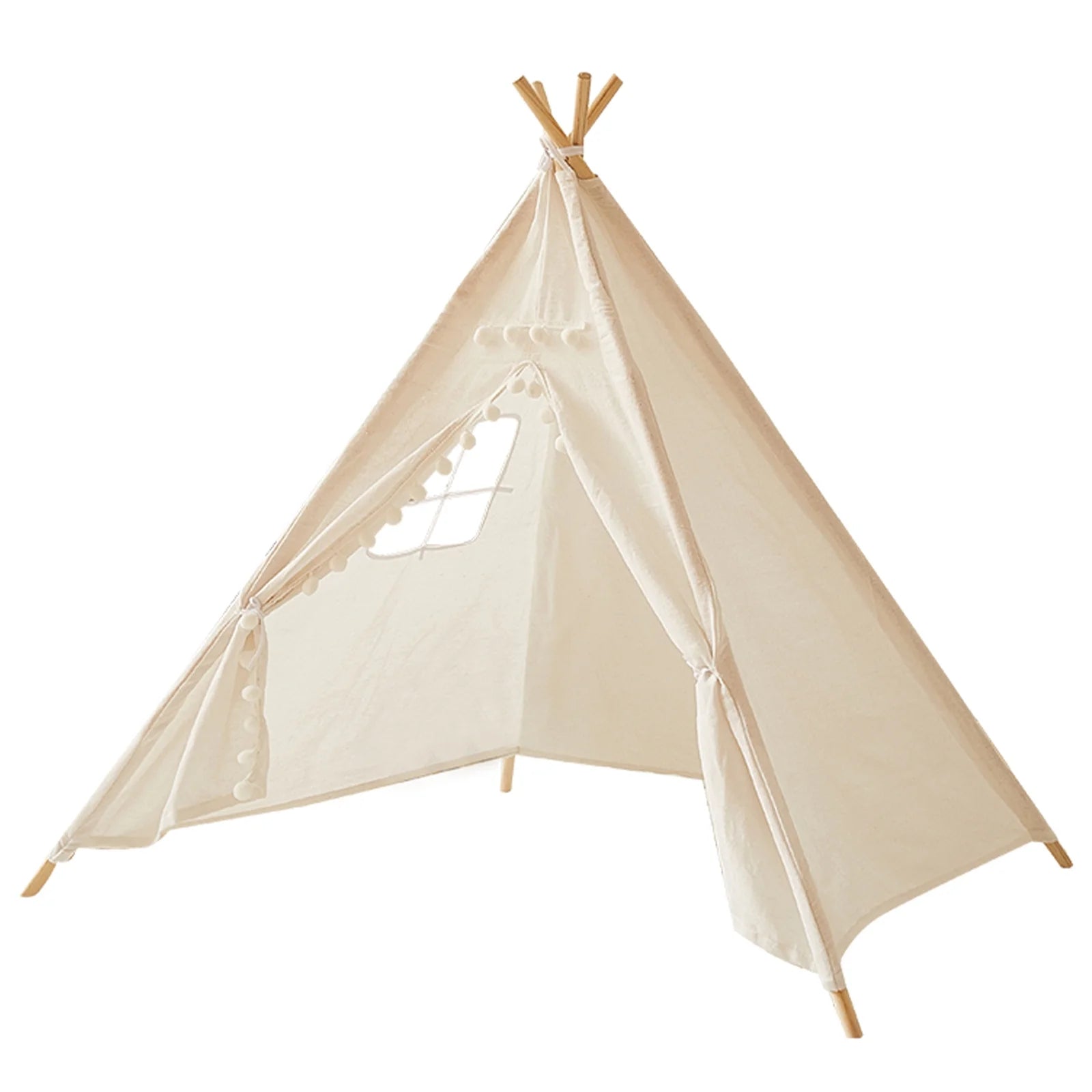 Teepee Tent for Kids, Play Tent with Pompom Ball Design,Washable Foldable Kids Tent for Indoor and Outdoor, Playhouse Toys for Toddler, Boys and Girls