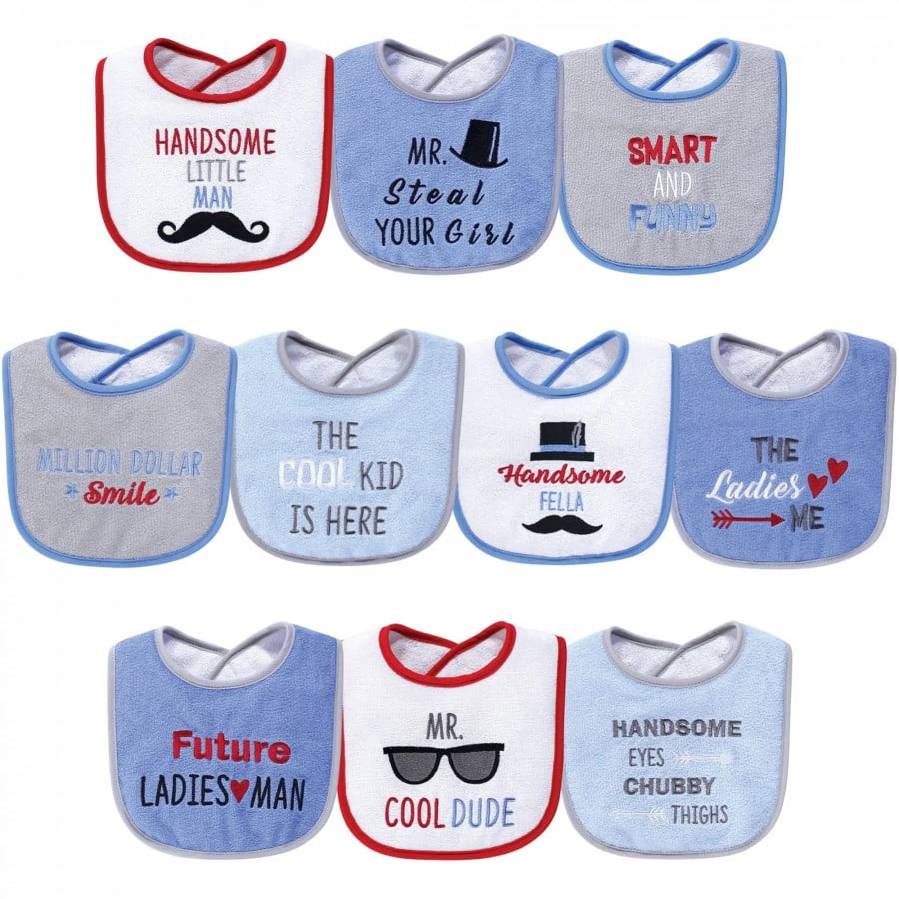 Infant Boy Cotton Terry Drooler Bibs with Fiber Filling, Boy Woodland, One Size