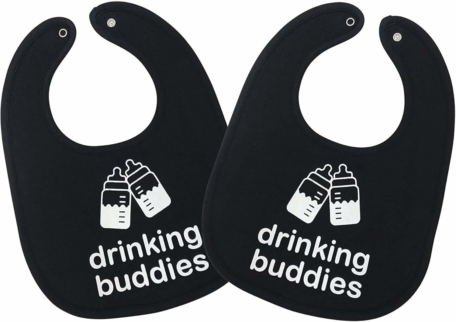 100% Cotton Drinking Buddies Twin Bibs Cute & Practical Unisex Bibs for Twins with Waterproof, Durable, for Everyday Use