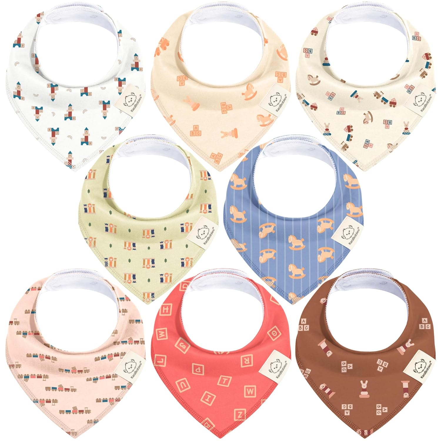 8-Pack Organic Baby Bandana Bibs for Boys, Girls - Super Absorbent Triangle Baby Bibs for Drooling and Teething Infant, 100% Cotton Extra Soft for Newborn, Infant 0-36 Months(Grayscape)