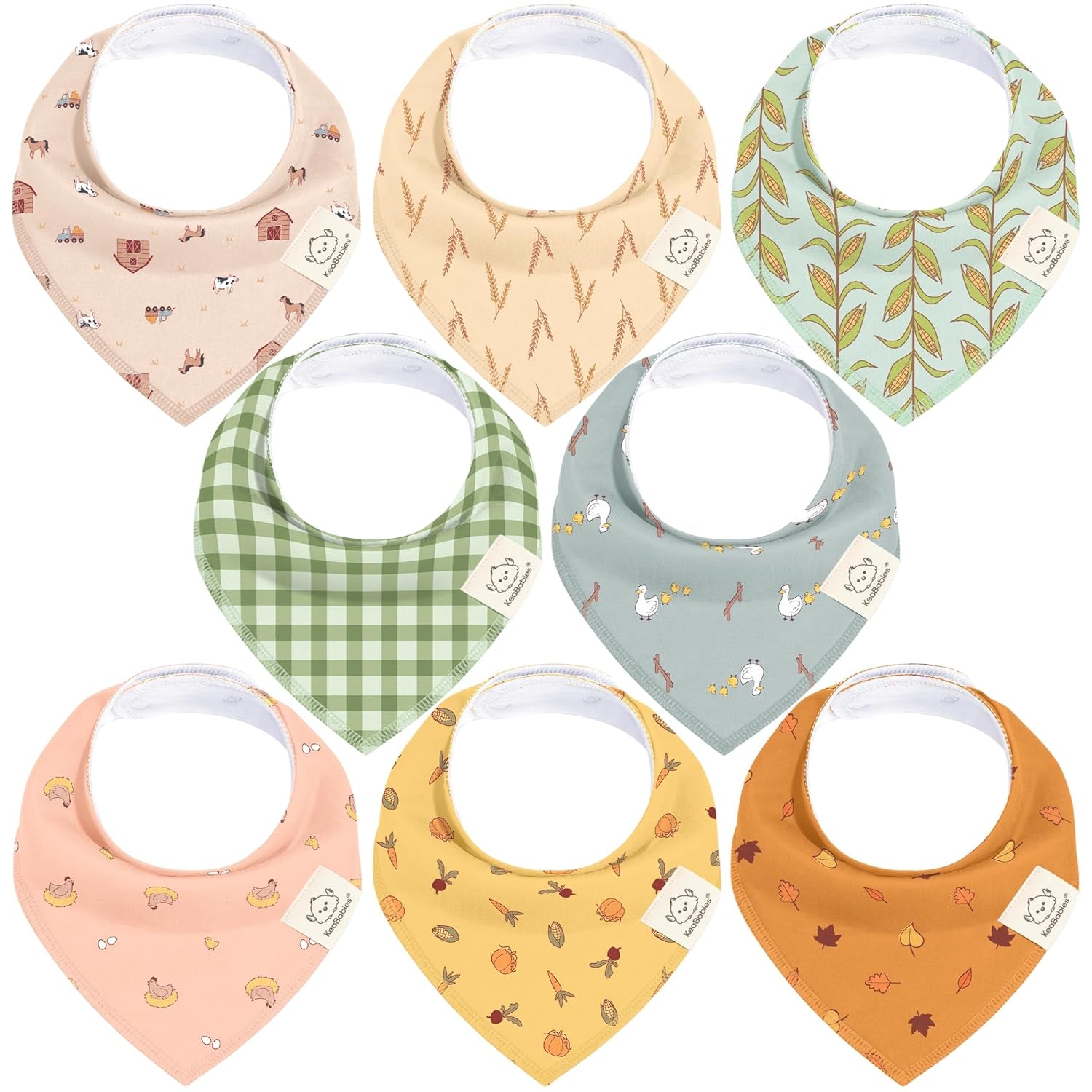 8-Pack Organic Baby Bandana Bibs for Boys, Girls - Super Absorbent Triangle Baby Bibs for Drooling and Teething Infant, 100% Cotton Extra Soft for Newborn, Infant 0-36 Months(Grayscape)