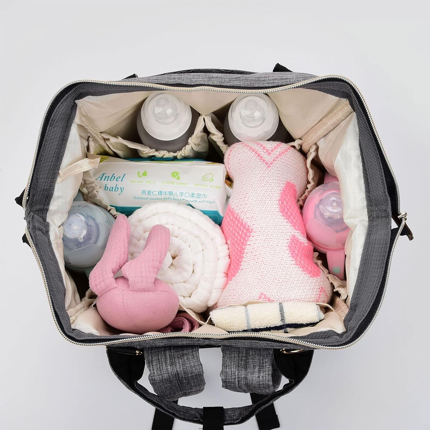 Diaper Bag Backpack Multifunctional Travel Back Pack Maternity Baby Changing Bags Waterproof Large Capacity for Baby Care Gray