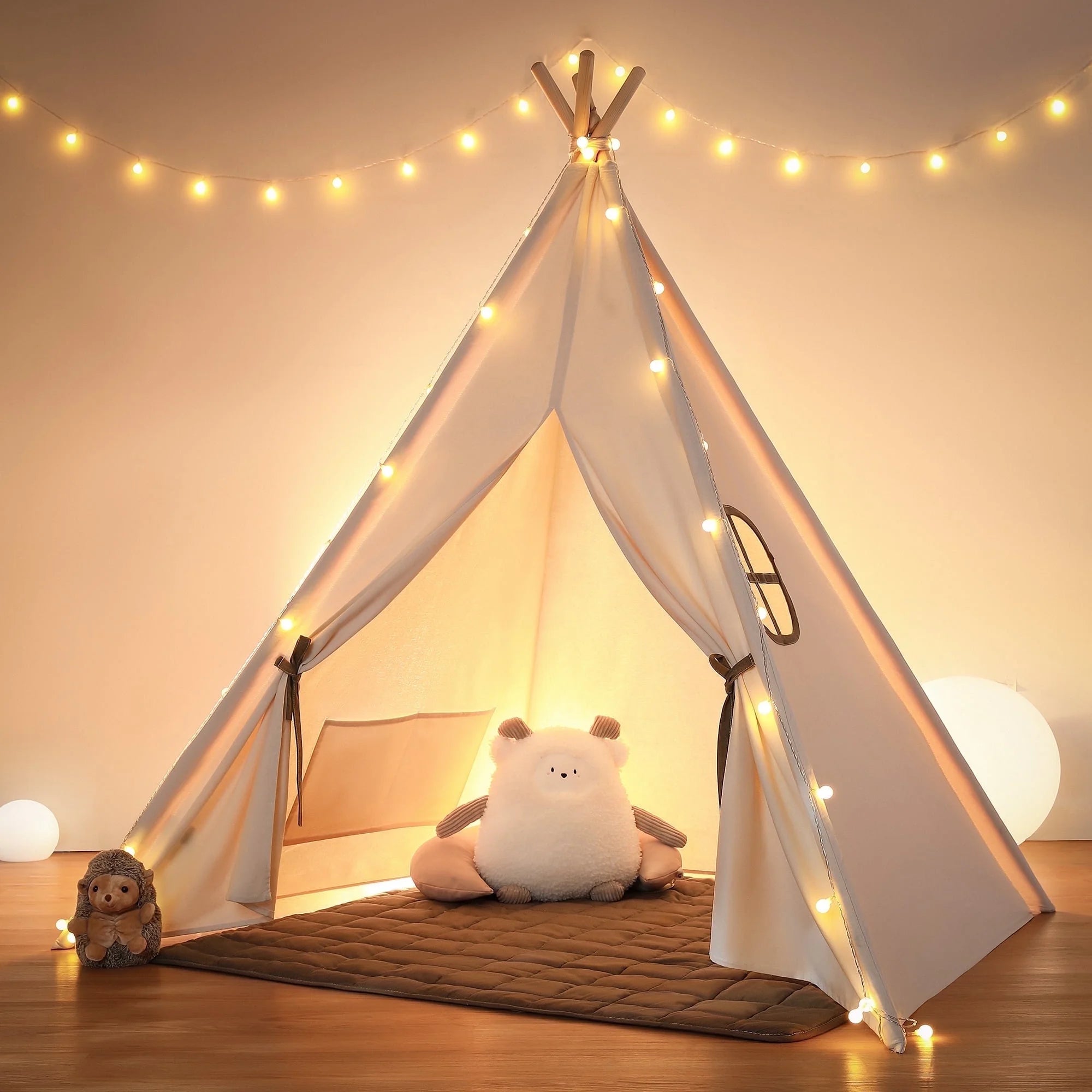 Kids Teepee Tent for Girls and Boys with Light,Toddler Playhouse Tent Indoor Play Tent