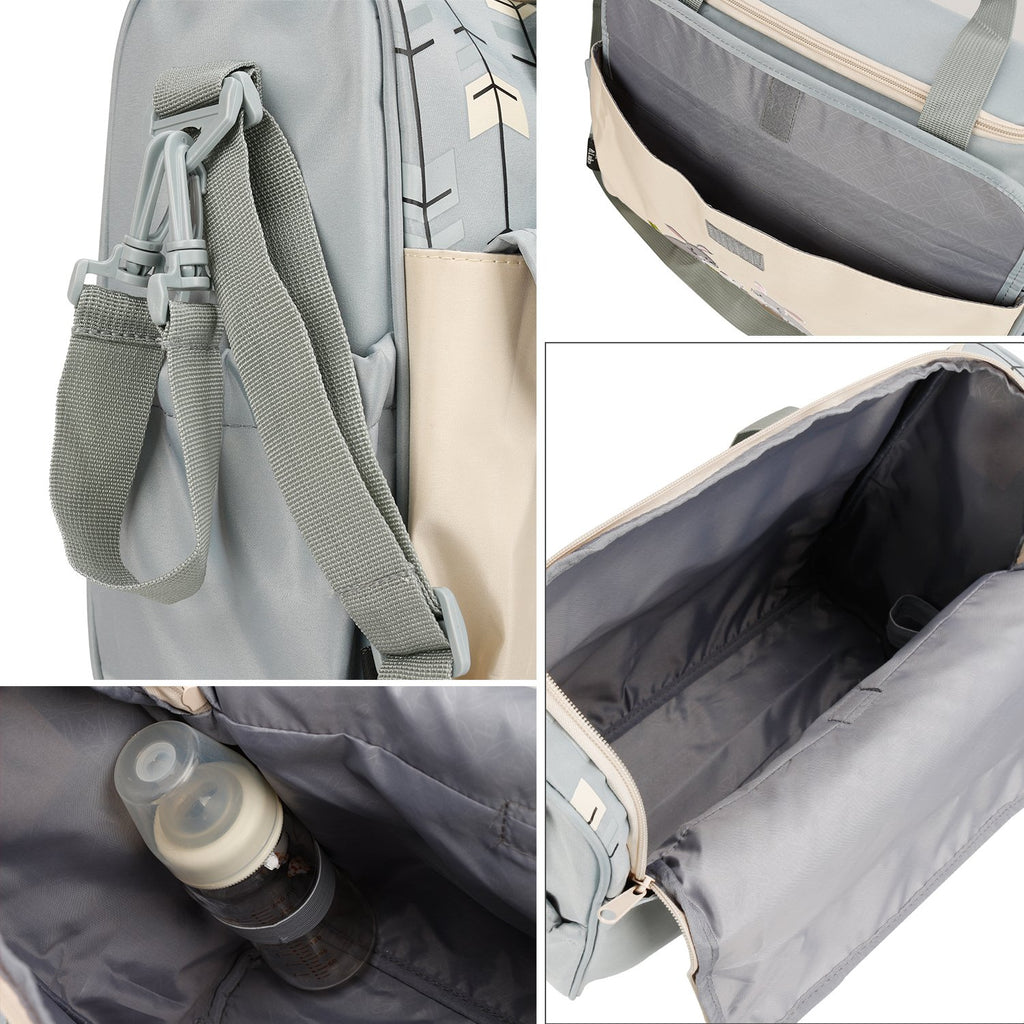 Soho Animals 10-Piece Diaper Tote Bag Set in Gray with Rabbit Design