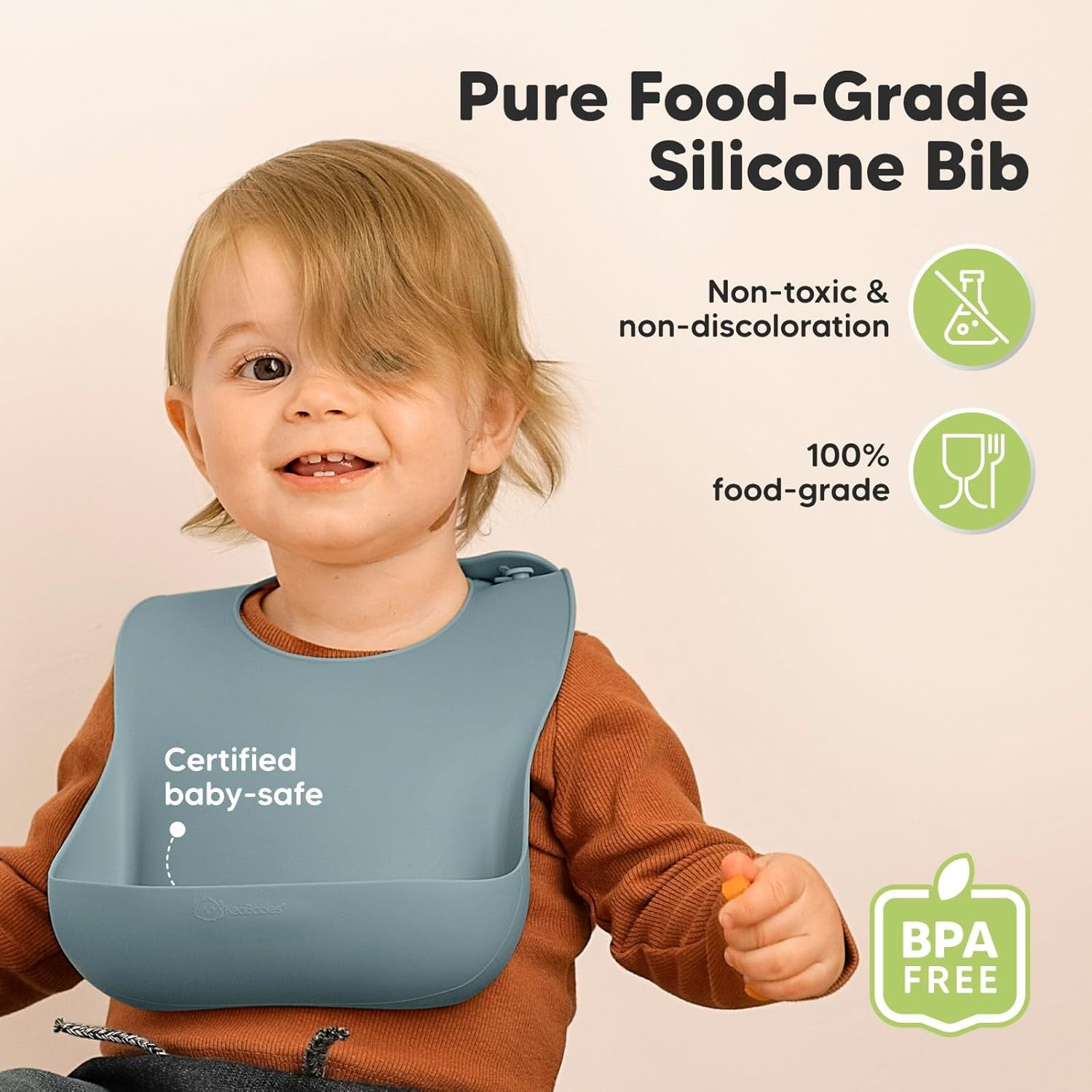 2-Pack Silicone Baby Bibs for Eating - Sturdy Food-Grade Silicone Bibs for Babies Girl, Boy, Large Food Catcher, Clean & Put on Easily, Waterproof Toddler Feeding Essentials (Alps)