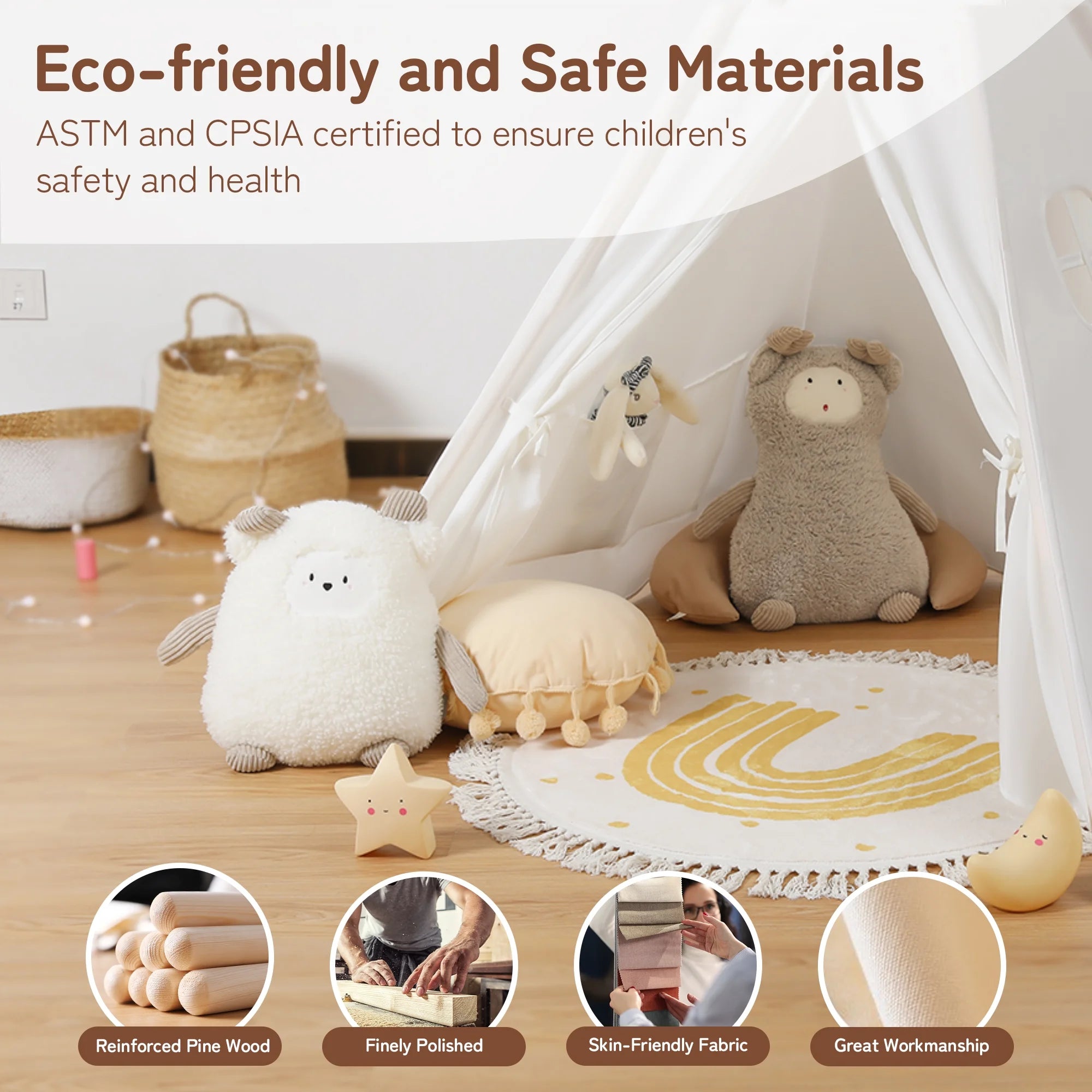 Kids Teepee Tent for Girls and Boys with Light,Toddler Playhouse Tent Indoor Play Tent