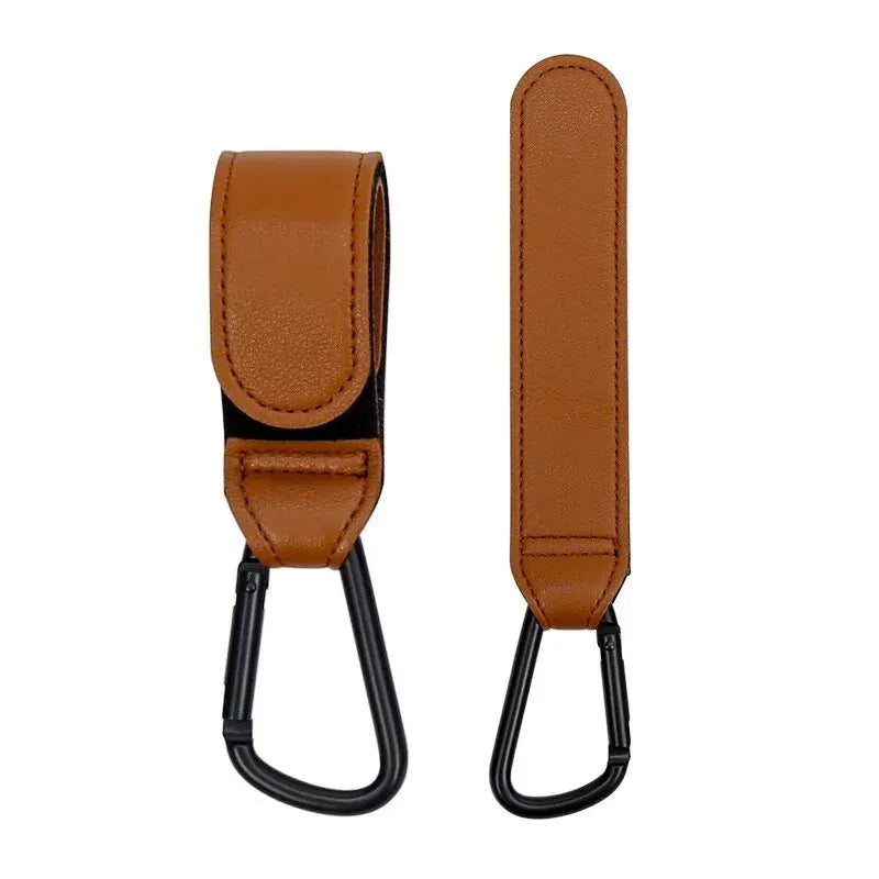 Stroller Hooks Baby Diaper Bag Hook Stroller Organize PU Leather Adjustable Pram Multi-Function Hook Strong Bearing High Quality