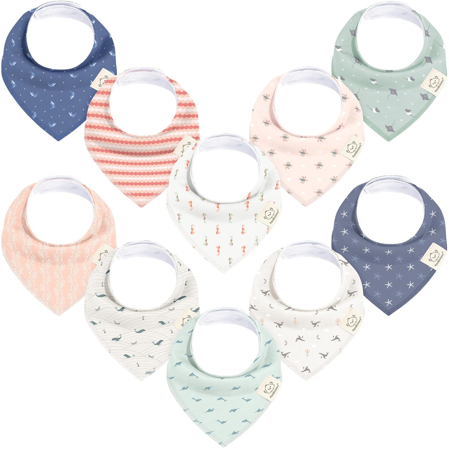 8-Pack Organic Baby Bandana Bibs for Boys, Girls - Super Absorbent Triangle Baby Bibs for Drooling and Teething Infant, 100% Cotton Extra Soft for Newborn, Infant 0-36 Months(Grayscape)