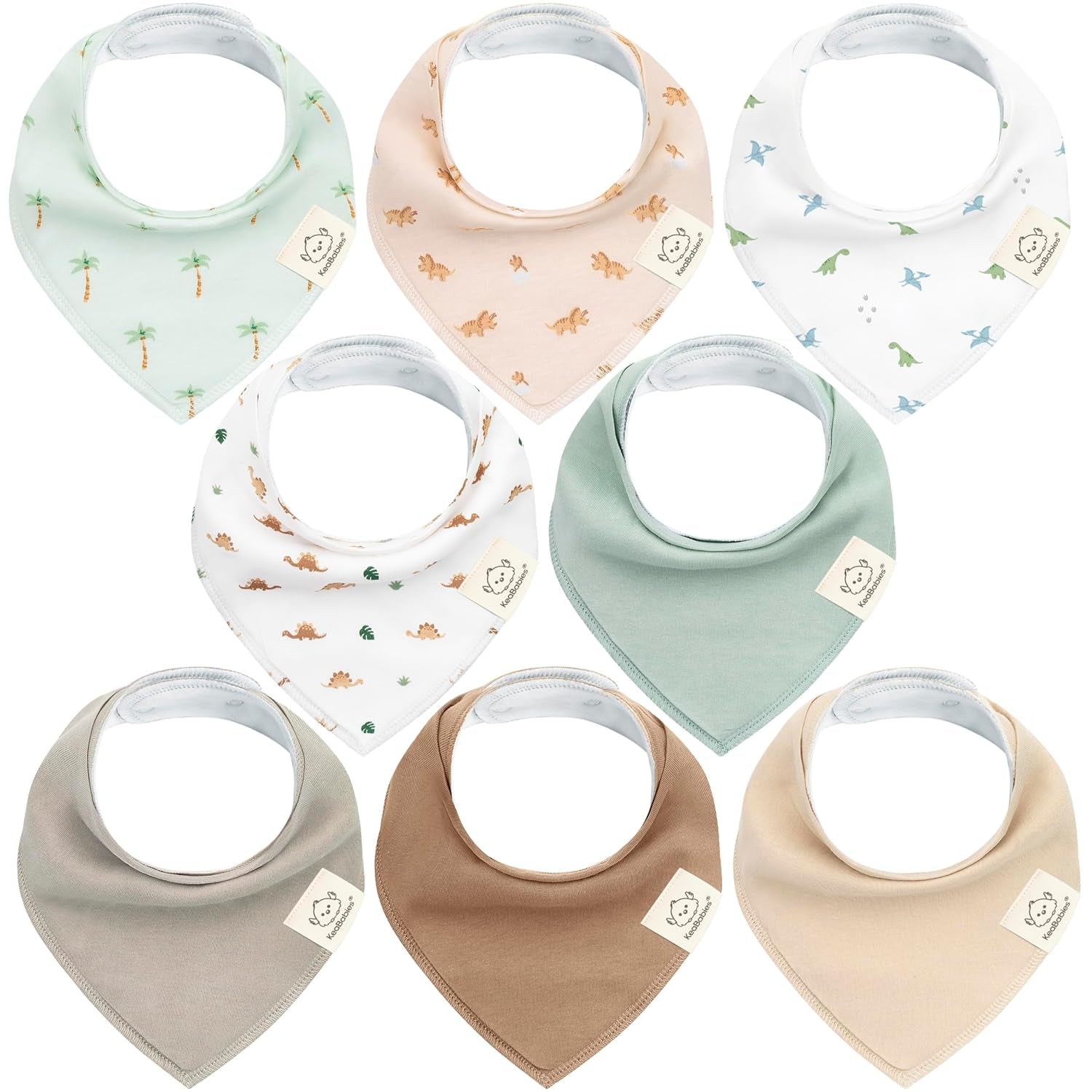 8-Pack Organic Baby Bandana Bibs for Boys, Girls - Super Absorbent Triangle Baby Bibs for Drooling and Teething Infant, 100% Cotton Extra Soft for Newborn, Infant 0-36 Months(Grayscape)