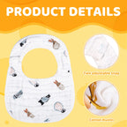 Baby Boy Muslin Cotton Cloth Drool Baby Bibs with Adjustable Snap, 10 Pieces