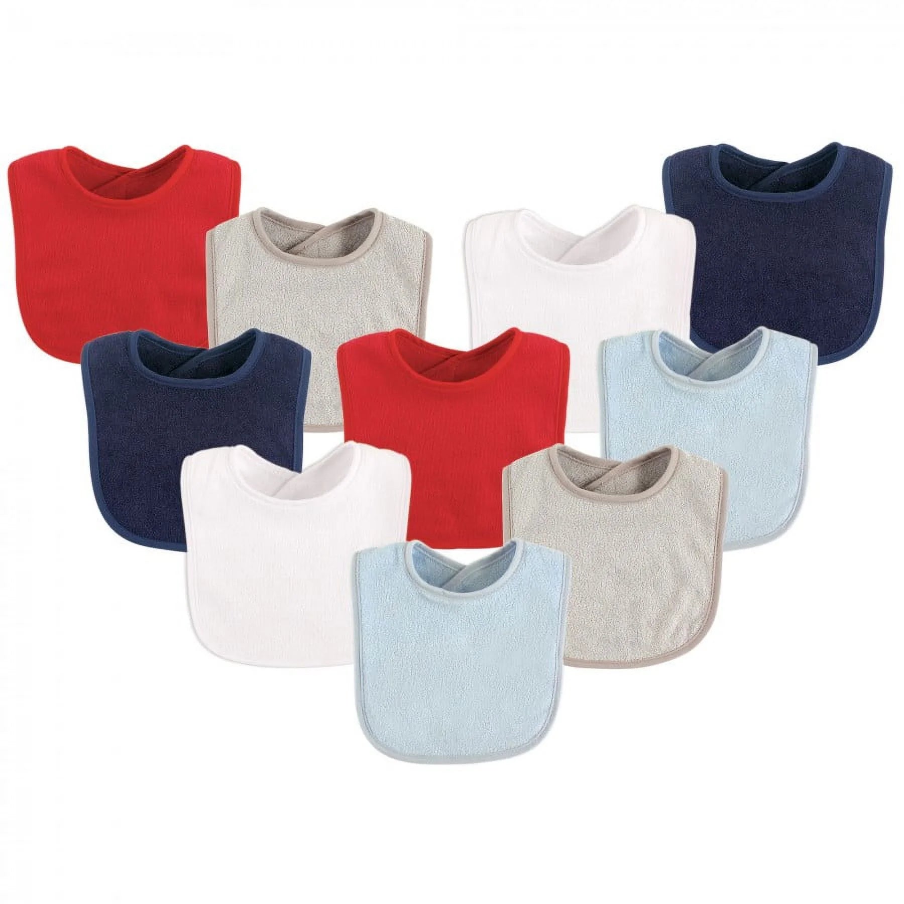 Baby Boy Cotton Terry Bibs 10Pk, Boy Solid, One Size