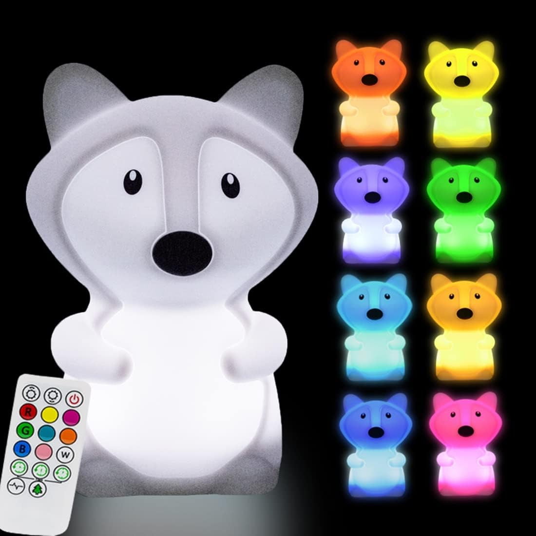 Cat Night Lights Children'S Room Lighting, Toddler Bedroom Sleep Lights Bedside Lamp - 9 Colors Lamps Room Decor for Toddlers/Boys/Girls/Adults/Bedroom/Bathroom/Outdoor/Camping - Medium