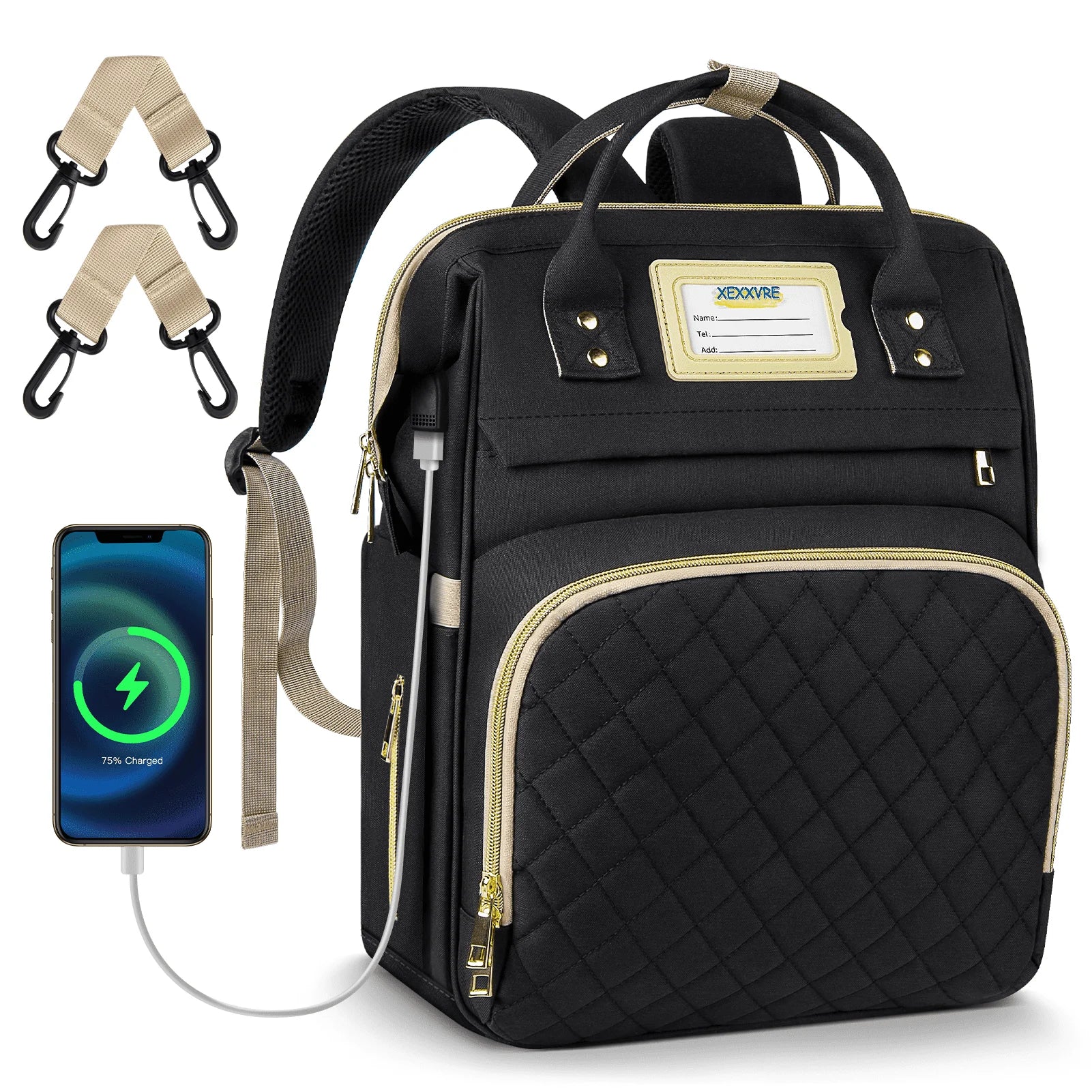 Diaper Bag Backpack, Multifunctional Baby Changing Bag with Insulated Milk Bottle Pocket & Stroller Strap, Large Capacity Travel Backpack with USB Charging Port, Baby Bags for Boys Girls(Gray)