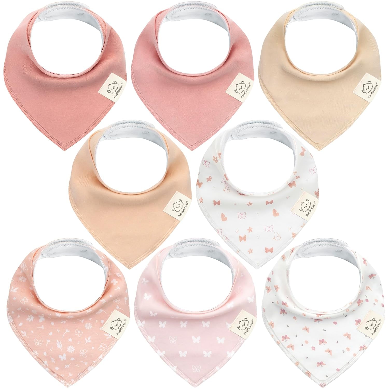 8-Pack Organic Baby Bandana Bibs for Girls - Super Absorbent Triangle Baby Bibs for Drooling and Teething Infant, 100% Cotton Extra Soft for Newborn, Infant 0-36 Months (Bloom)