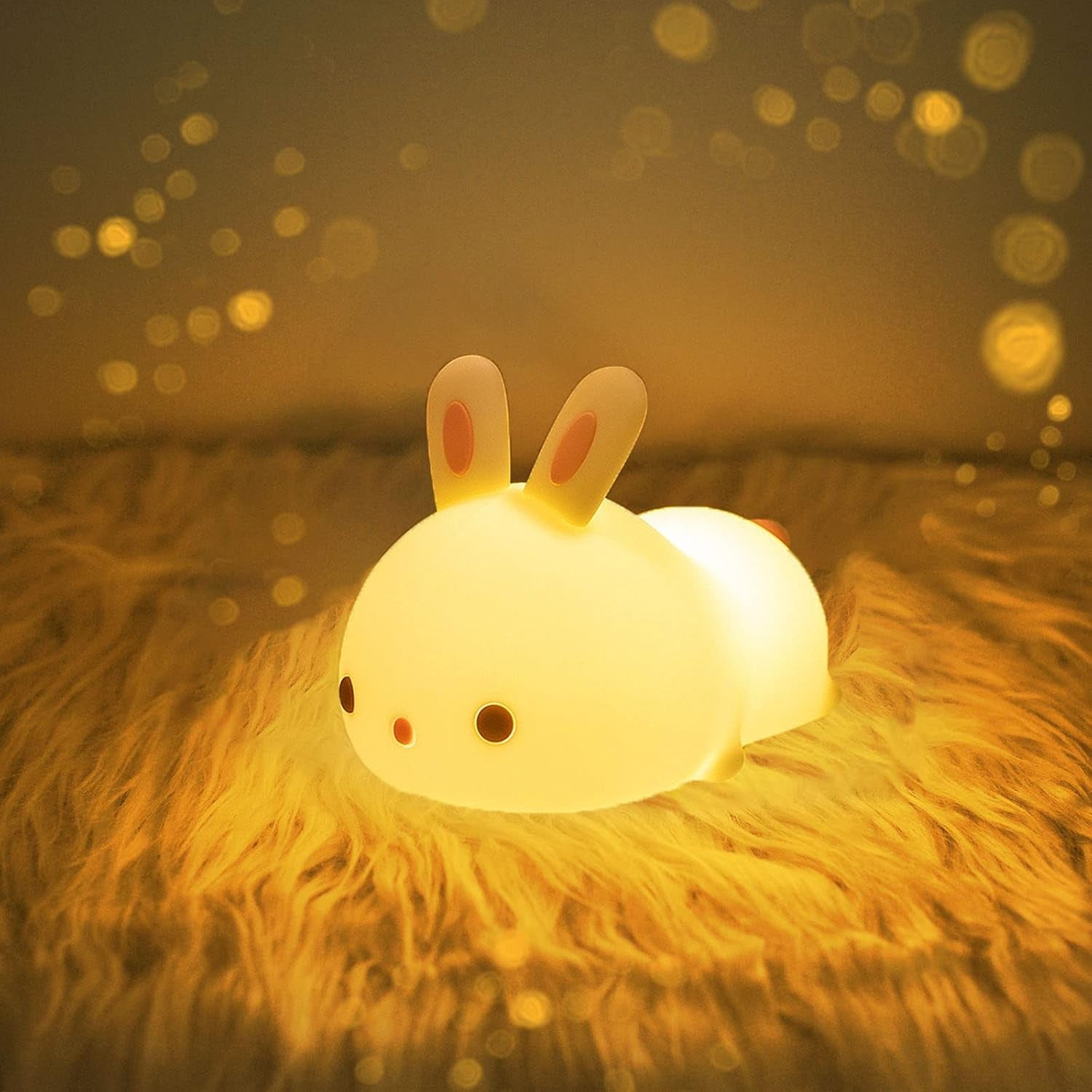 Cute Bunny Night Light, USB Rechargeable Cute Night Ligh with Touch Sensor and Remote Control 4 Modes 16 Colors Kid Night Light for Girls, Childrens, Toddler, Baby, and Kids Christmas Gifts