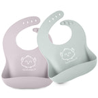 2-Pack Silicone Baby Bibs for Eating - Sturdy Food-Grade Silicone Bibs for Babies Girl, Boy, Large Food Catcher, Clean & Put on Easily, Waterproof Toddler Feeding Essentials (Soft Dusk)