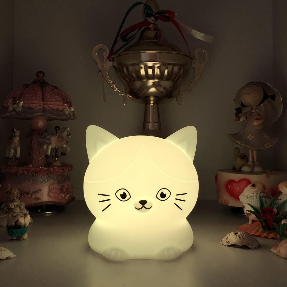Cat Night Lights Children'S Room Lighting, Toddler Bedroom Sleep Lights Bedside Lamp - 9 Colors Lamps Room Decor for Toddlers/Boys/Girls/Adults/Bedroom/Bathroom/Outdoor/Camping - Medium