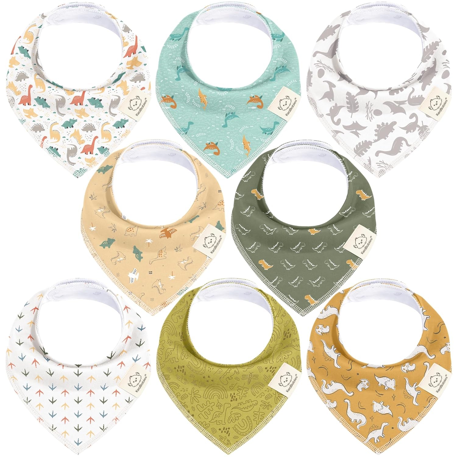 8-Pack Organic Baby Bandana Bibs for Boys, Girls - Super Absorbent Triangle Baby Bibs for Drooling and Teething Infant, 100% Cotton Extra Soft for Newborn, Infant 0-36 Months(Grayscape)