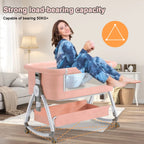Baby Bassinet with Wheels, Portable Infant Bedside Crib Travel Bassinet, Pink