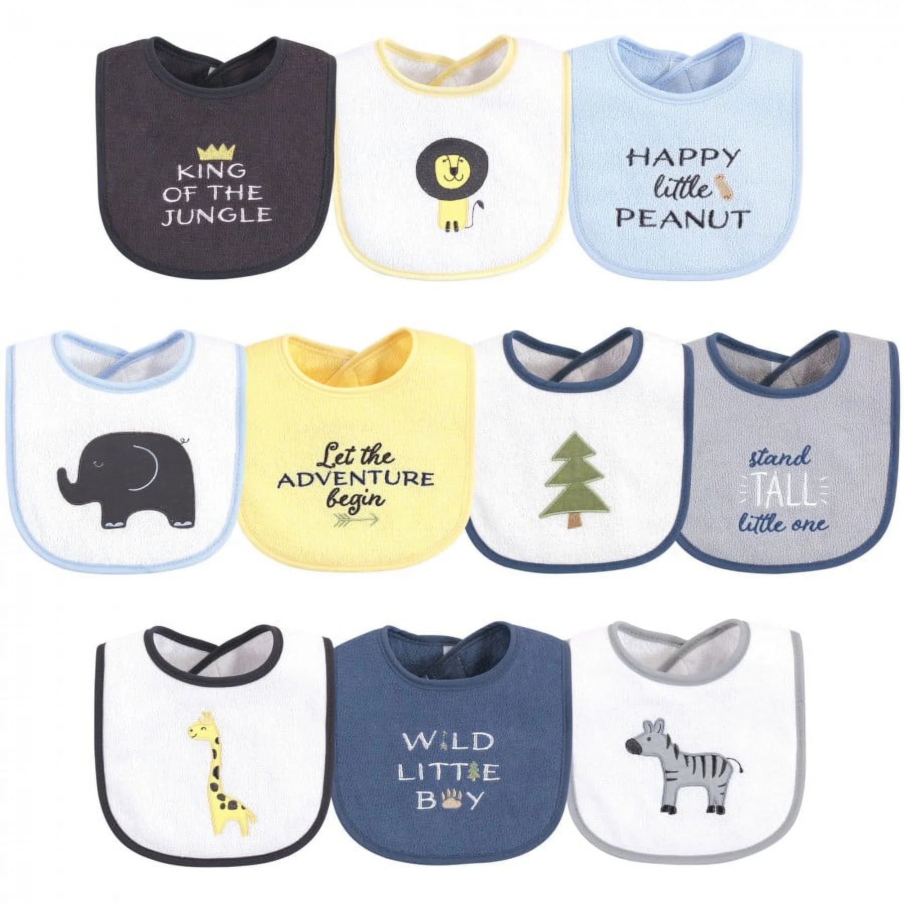 Infant Boy Cotton Terry Drooler Bibs with Fiber Filling, Boy Woodland, One Size