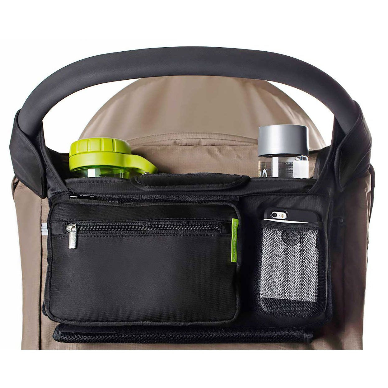 Universal Stroller Organizer - Elevate Your Experience W/ Insulated Cup Holders, Diaper Storage, Secure Straps, Detachable Bag, Pockets for Phone, Keys, Toys. Smart Parenting