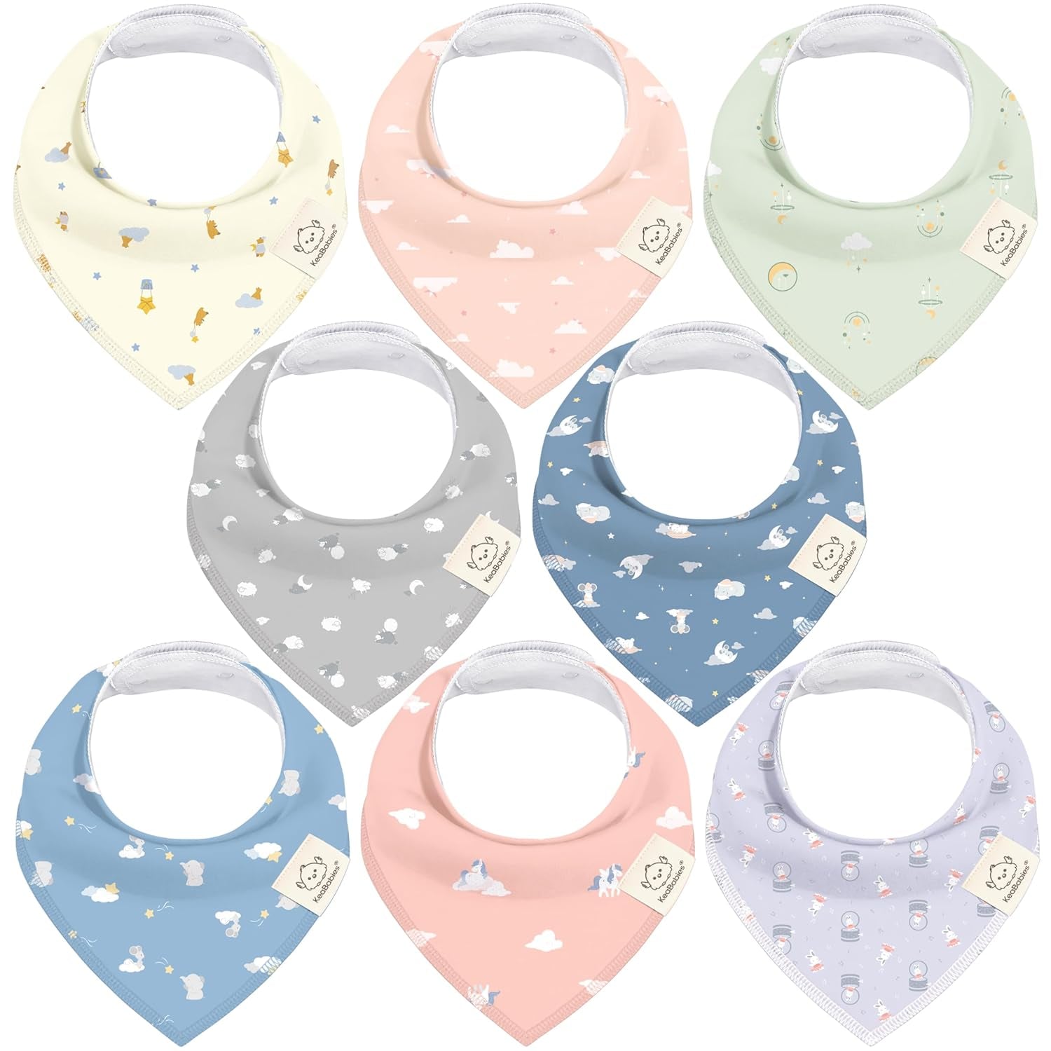 8-Pack Organic Baby Bandana Bibs for Girls - Super Absorbent Triangle Baby Bibs for Drooling and Teething Infant, 100% Cotton Extra Soft for Newborn, Infant 0-36 Months (Bloom)