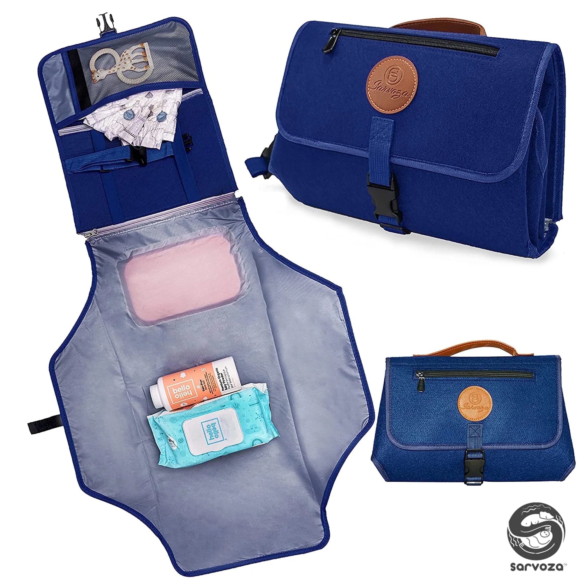 Portable Baby Changing Pad Travel Diaper Bag Mat Newborn Essentials Navy Blue