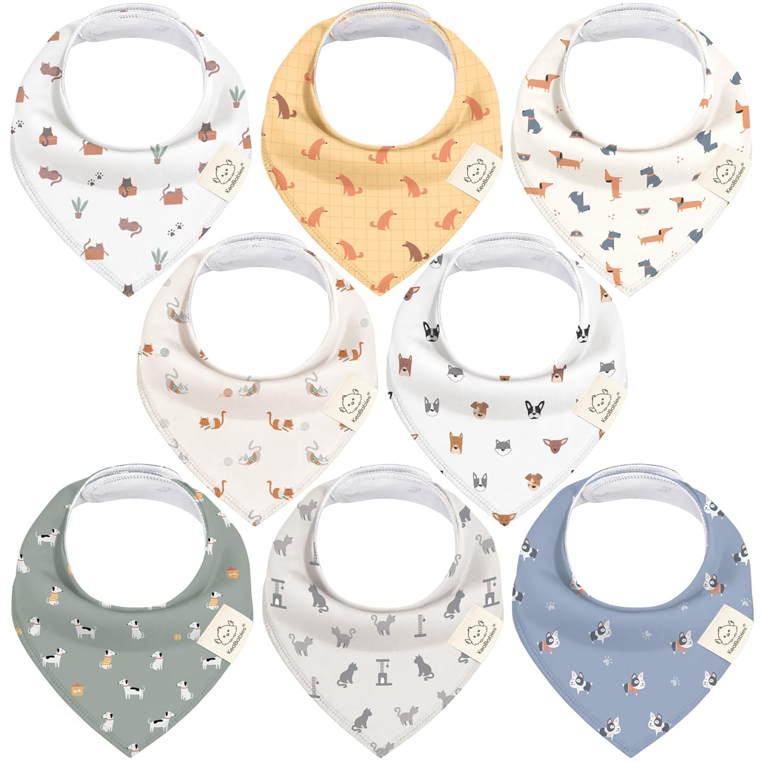 8-Pack Organic Baby Bandana Bibs for Boys, Girls - Super Absorbent Triangle Baby Bibs for Drooling and Teething Infant, 100% Cotton Extra Soft for Newborn, Infant 0-36 Months(Grayscape)