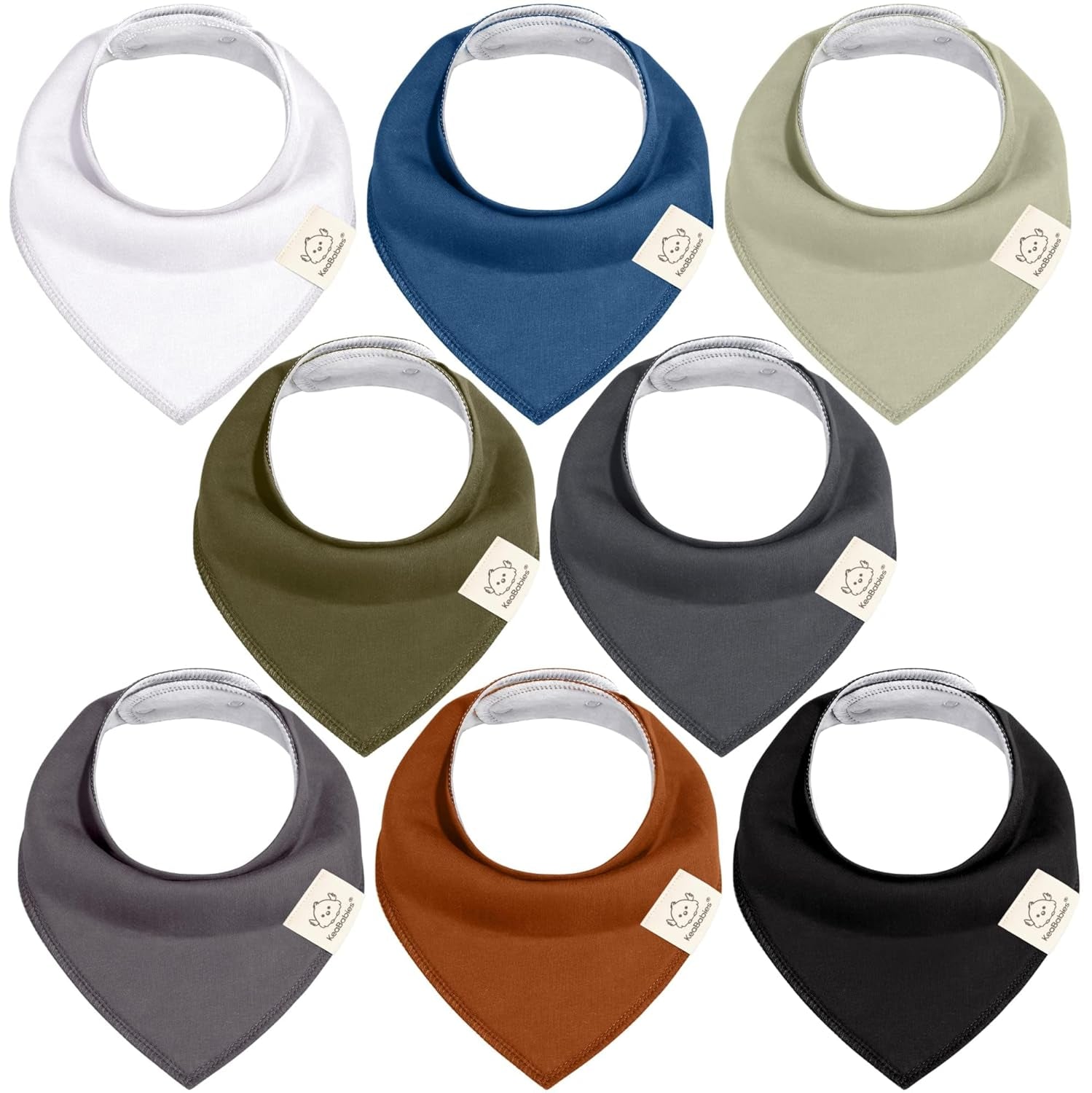 8-Pack Organic Baby Bandana Bibs for Boys, Girls - Super Absorbent Triangle Baby Bibs for Drooling and Teething Infant, 100% Cotton Extra Soft for Newborn, Infant 0-36 Months(Grayscape)