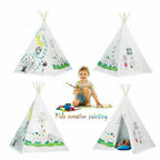 Teepee Tent for Kids, Natural Canvas Teepee Play Tent, Play House for Girls/Boys Indoor & Outdoor Playing (White)