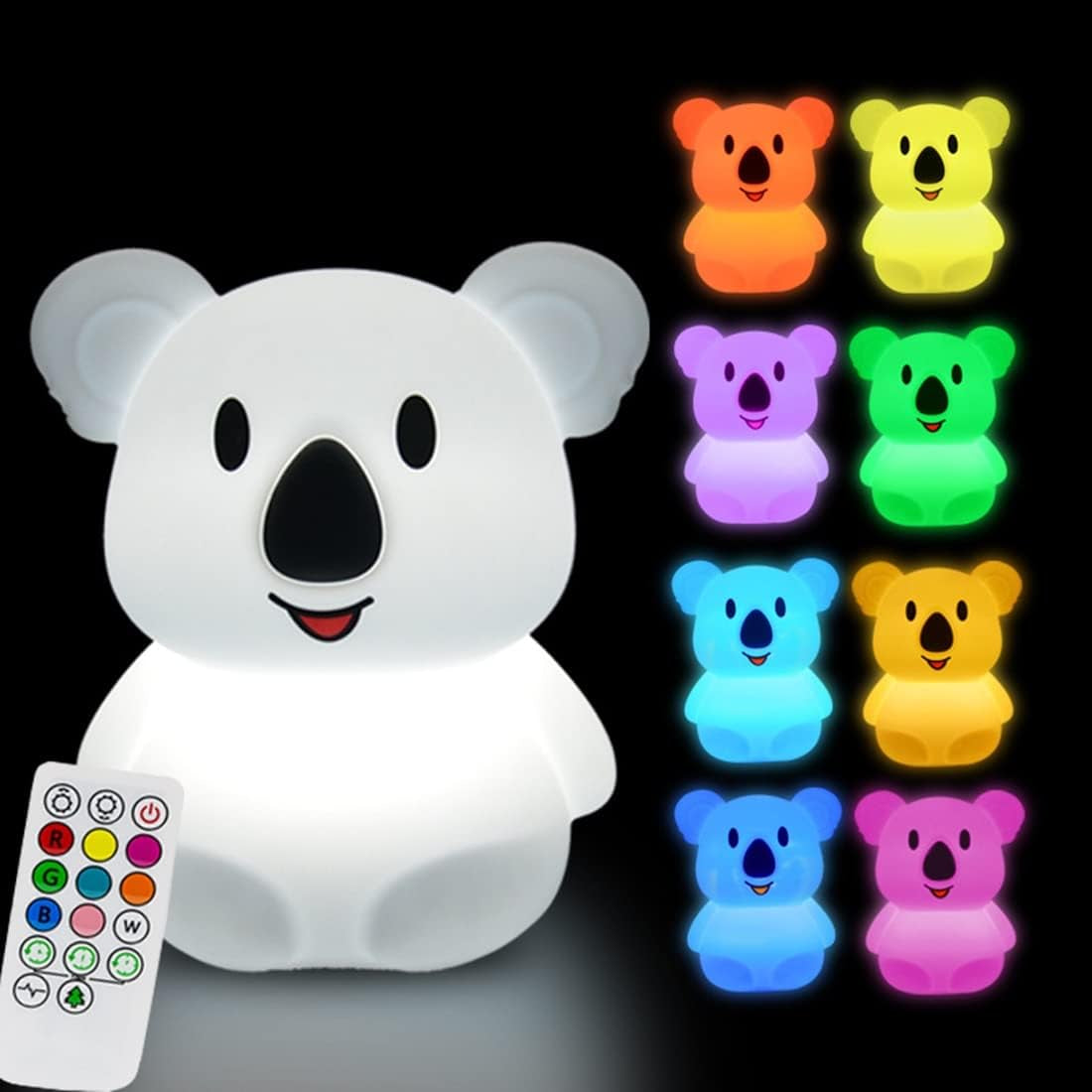 Cat Night Lights Children'S Room Lighting, Toddler Bedroom Sleep Lights Bedside Lamp - 9 Colors Lamps Room Decor for Toddlers/Boys/Girls/Adults/Bedroom/Bathroom/Outdoor/Camping - Medium