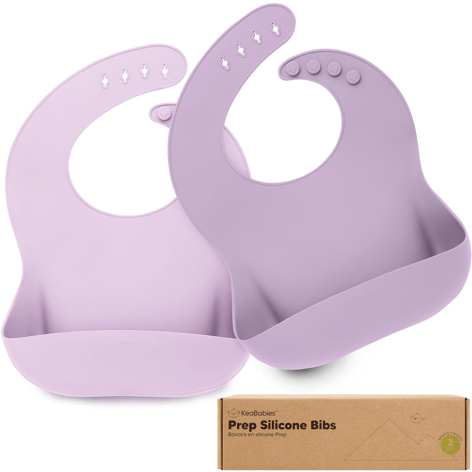 2-Pack Silicone Baby Bibs for Eating - Sturdy Food-Grade Silicone Bibs for Babies Girl, Boy, Large Food Catcher, Clean & Put on Easily, Waterproof Toddler Feeding Essentials (Alps)
