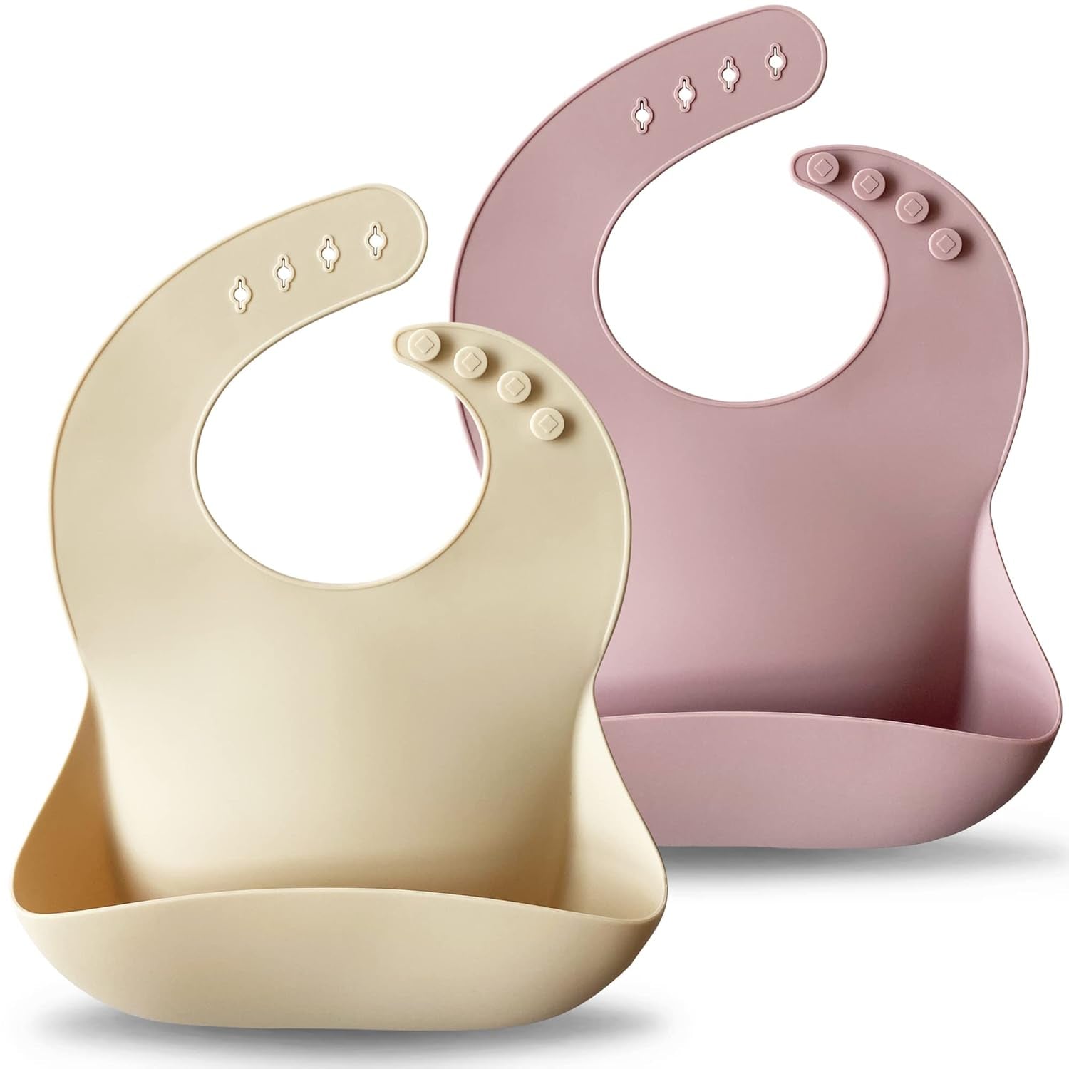 Silicone Baby Bibs Set of 2 | BPA Free Waterproof | Soft Flexible Adjustable Silicone Bibs for Babies & Toddlers(Ether/Sage)