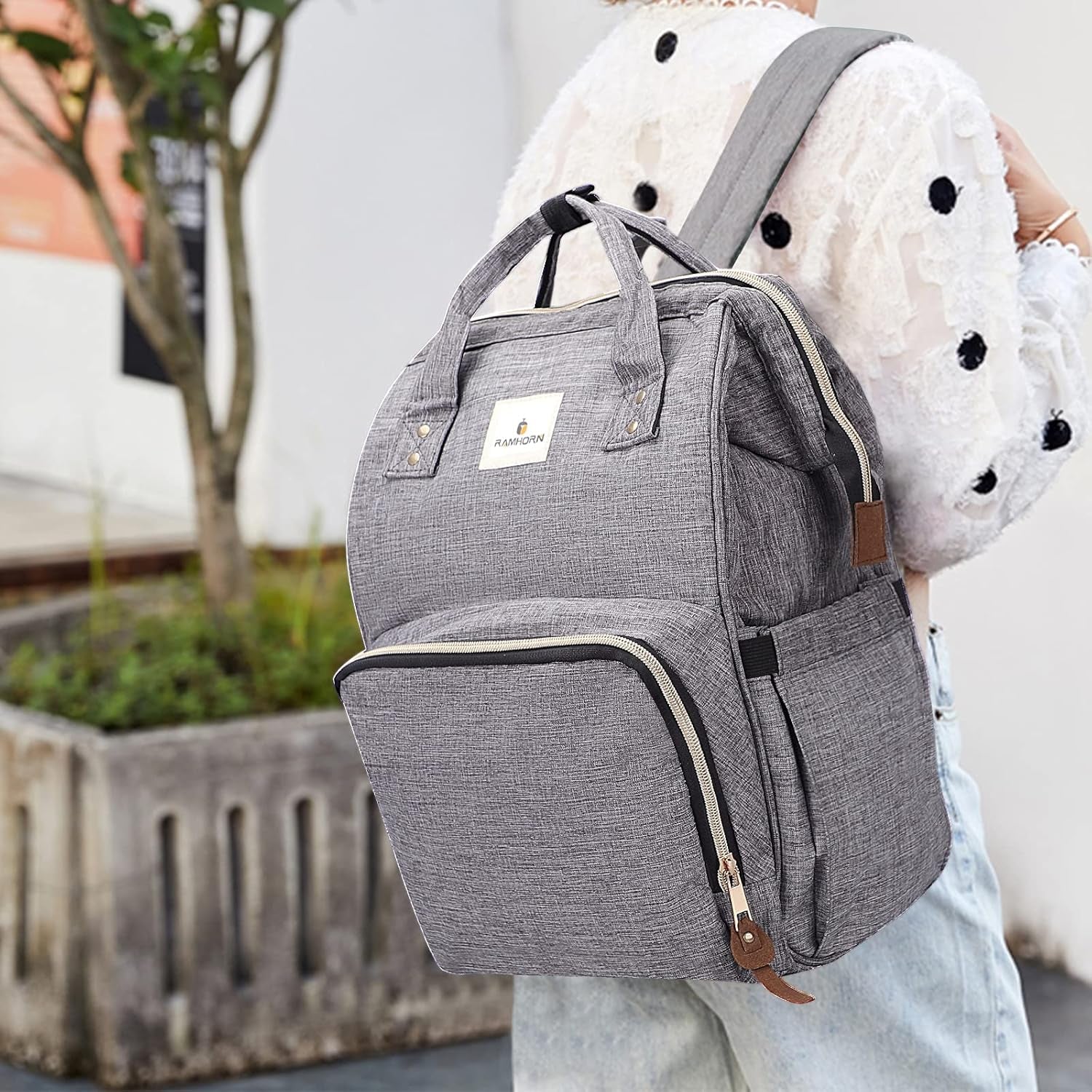 Diaper Bag Backpack Multifunctional Travel Back Pack Maternity Baby Changing Bags Waterproof Large Capacity for Baby Care Gray