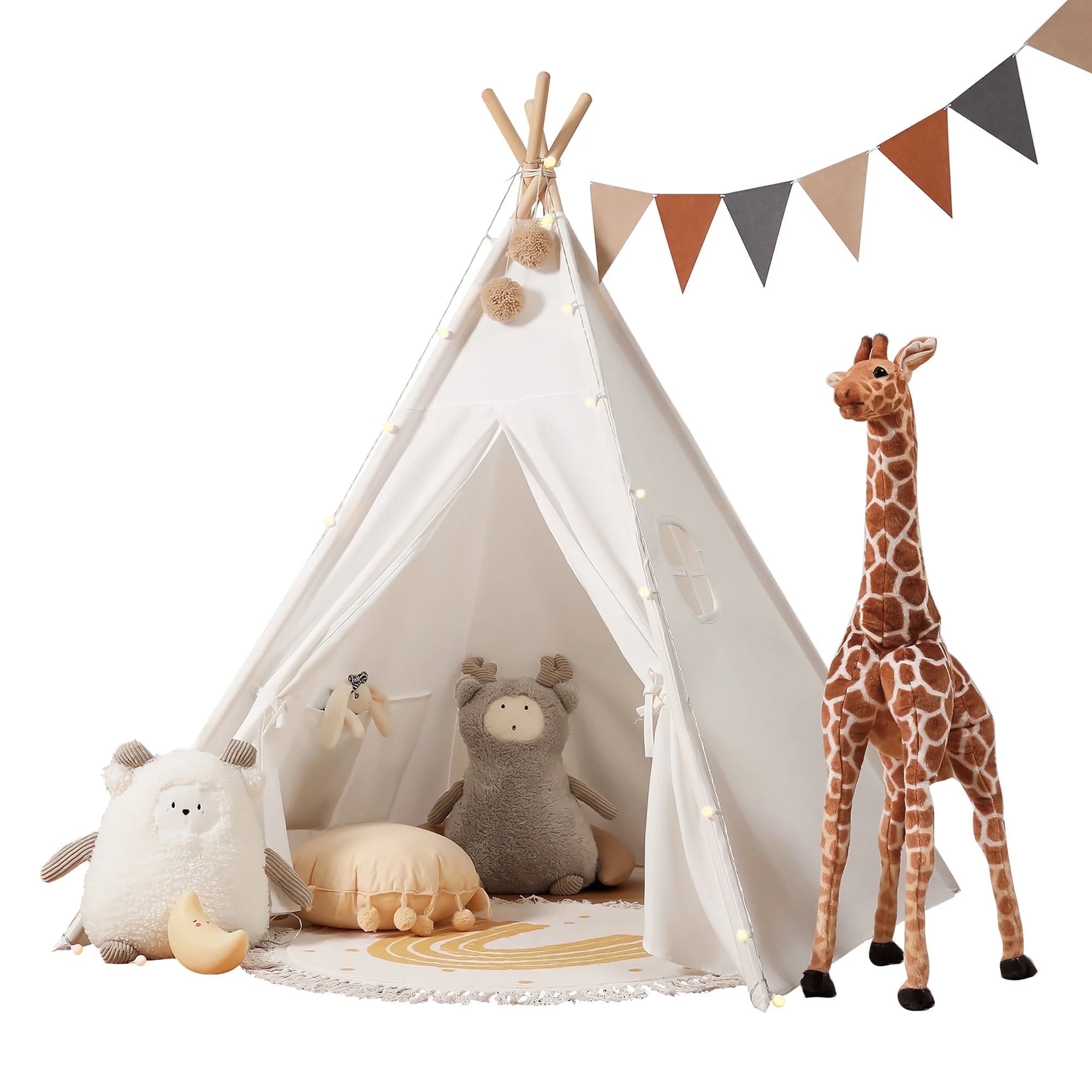 Kids Teepee Tent for Girls and Boys with Light,Toddler Playhouse Tent Indoor Play Tent