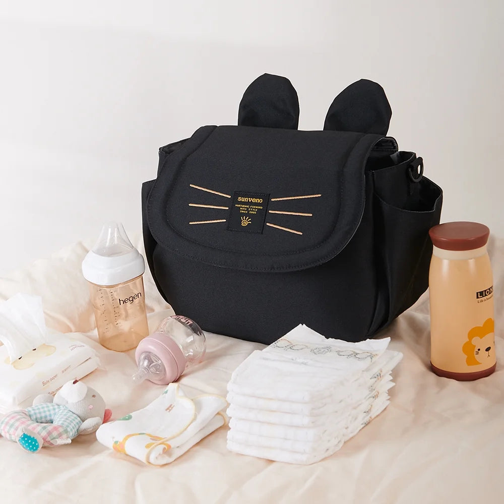 Cat Stroller Organizer Diaper Bag Large Capacity Universal Stroller Bag Travel Bag, Black