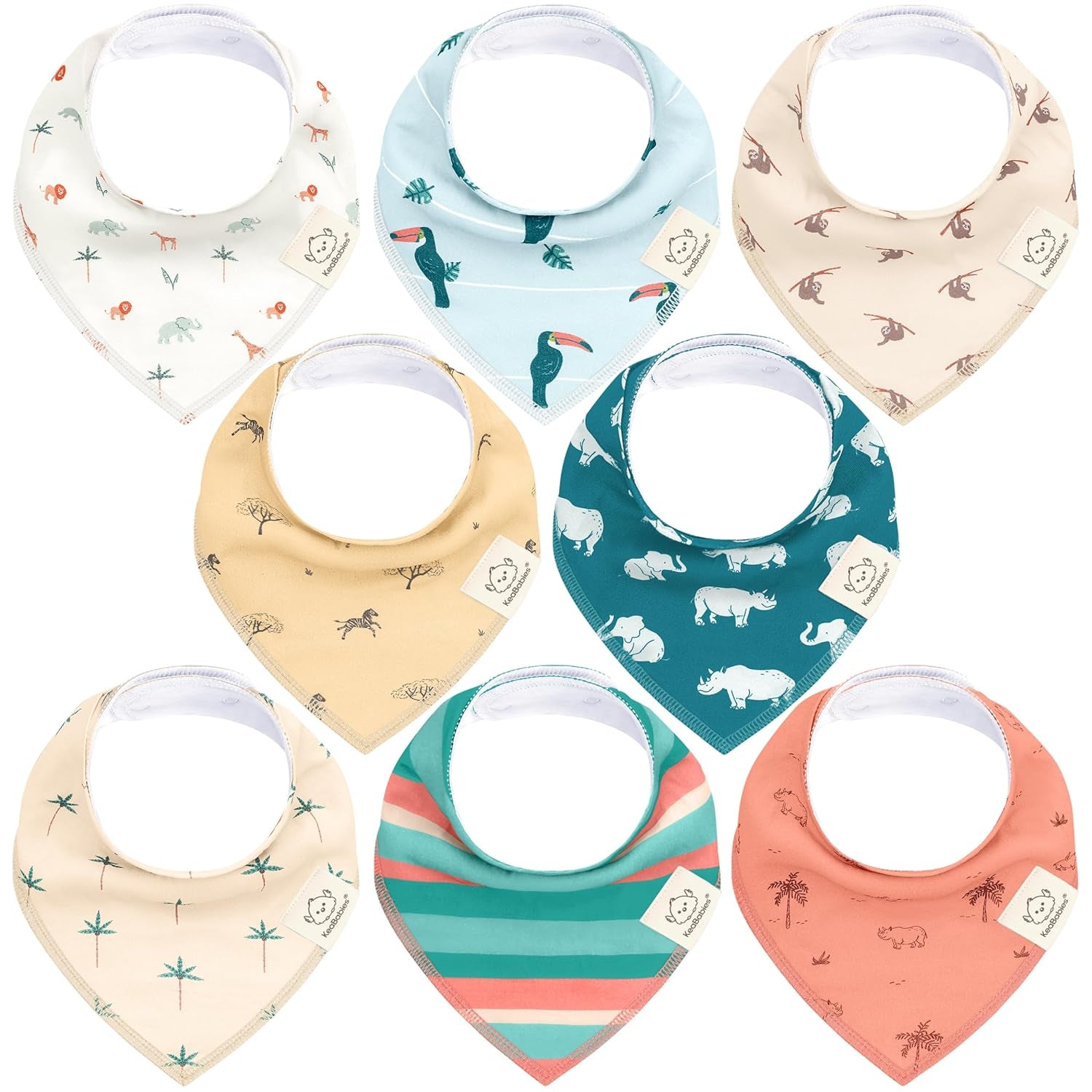 8-Pack Organic Baby Bandana Bibs for Boys, Girls - Super Absorbent Triangle Baby Bibs for Drooling and Teething Infant, 100% Cotton Extra Soft for Newborn, Infant 0-36 Months(Grayscape)