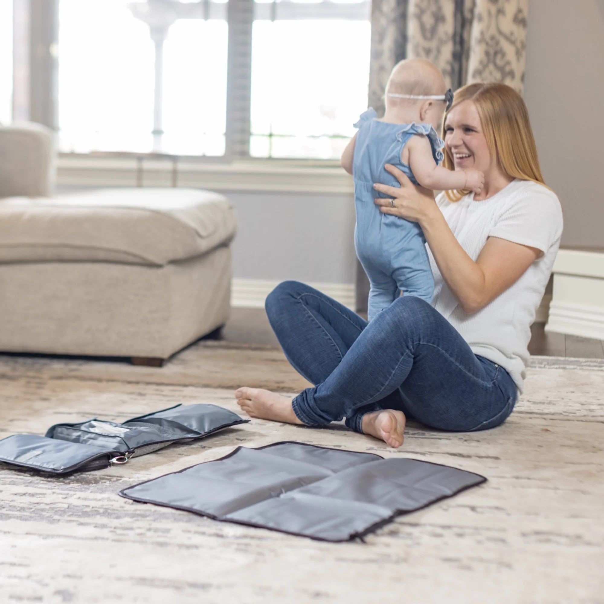 Portable Diaper Changing Station with Strap, Gray, Toddler