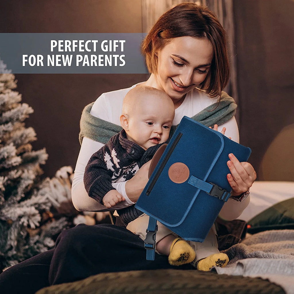 Portable Baby Changing Pad Travel Diaper Bag Mat Newborn Essentials Navy Blue