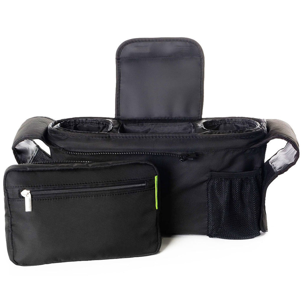 Universal Stroller Organizer - Elevate Your Experience W/ Insulated Cup Holders, Diaper Storage, Secure Straps, Detachable Bag, Pockets for Phone, Keys, Toys. Smart Parenting