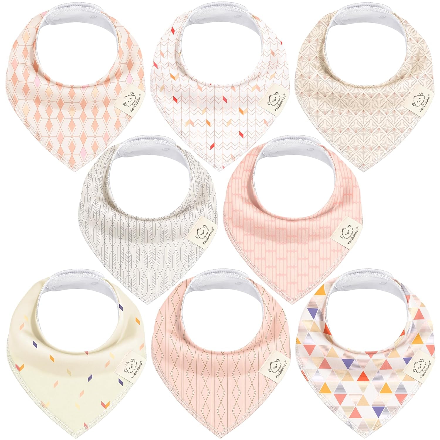 8-Pack Organic Baby Bandana Bibs for Girls - Super Absorbent Triangle Baby Bibs for Drooling and Teething Infant, 100% Cotton Extra Soft for Newborn, Infant 0-36 Months (Bloom)
