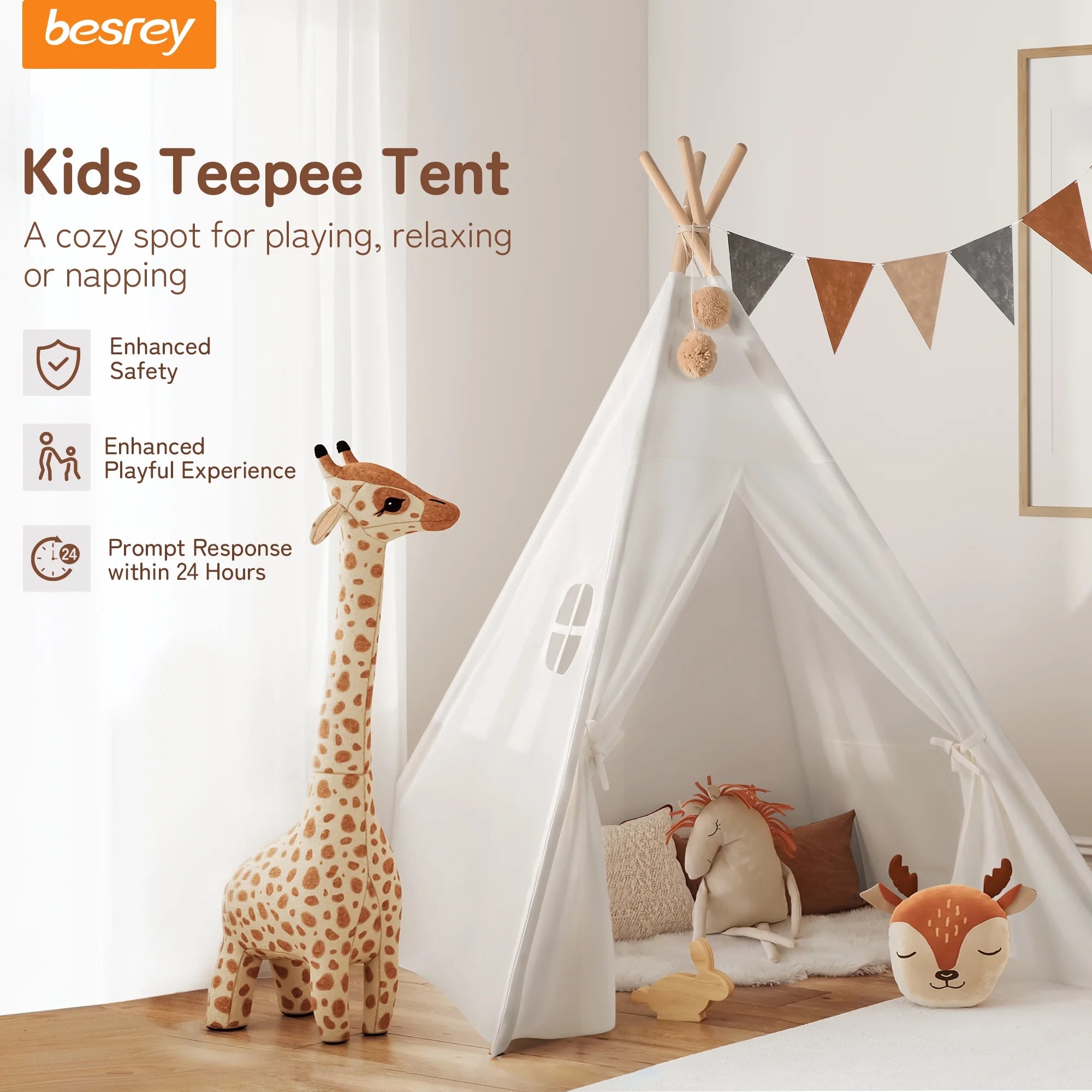 Kids Teepee Tent for Girls and Boys with Light,Toddler Playhouse Tent Indoor Play Tent