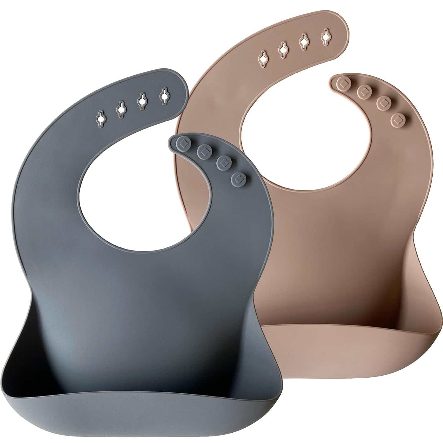 Silicone Baby Bibs Set of 2 | BPA Free Waterproof | Soft Flexible Adjustable Silicone Bibs for Babies & Toddlers(Ether/Sage)