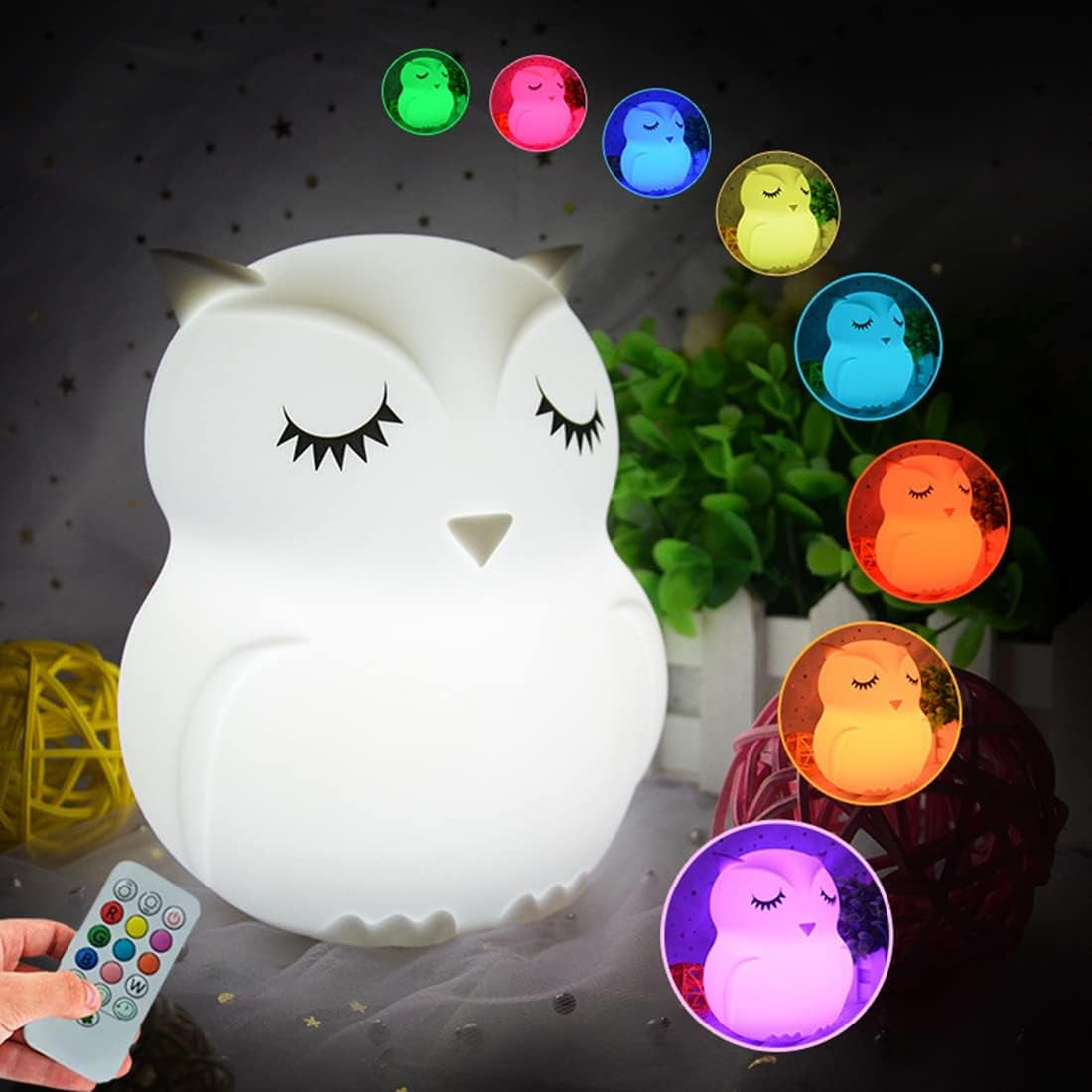 Cat Night Lights Children'S Room Lighting, Toddler Bedroom Sleep Lights Bedside Lamp - 9 Colors Lamps Room Decor for Toddlers/Boys/Girls/Adults/Bedroom/Bathroom/Outdoor/Camping - Medium