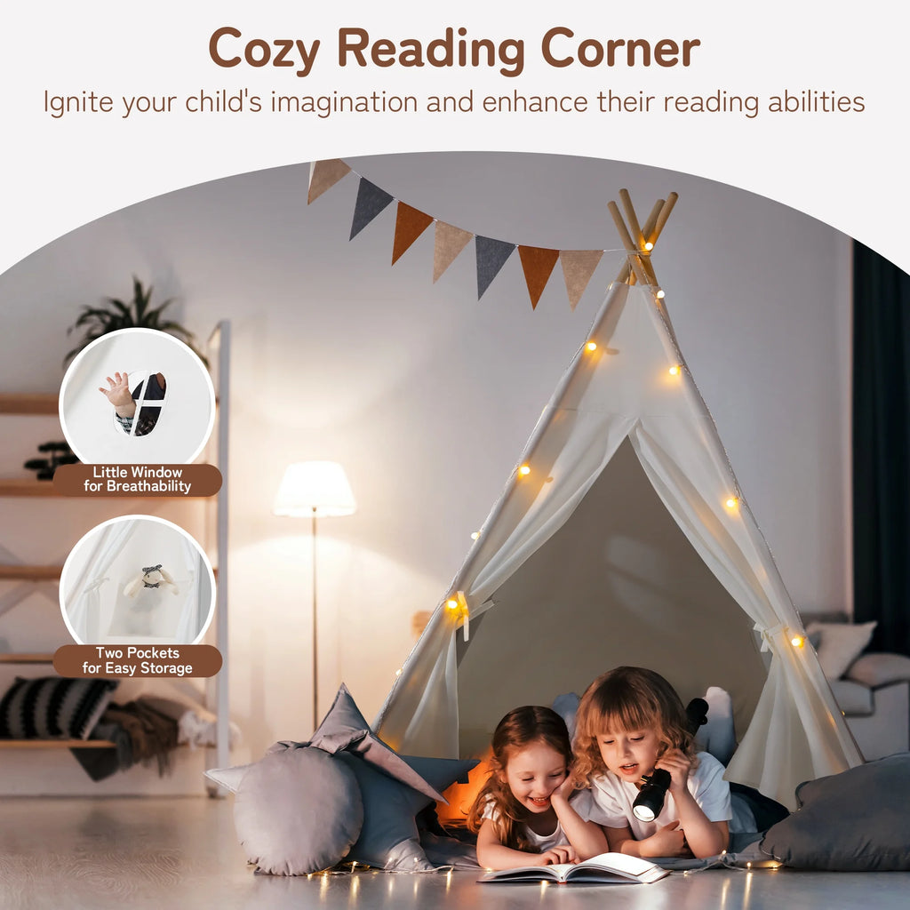Kids Teepee Tent for Girls and Boys with Light,Toddler Playhouse Tent Indoor Play Tent