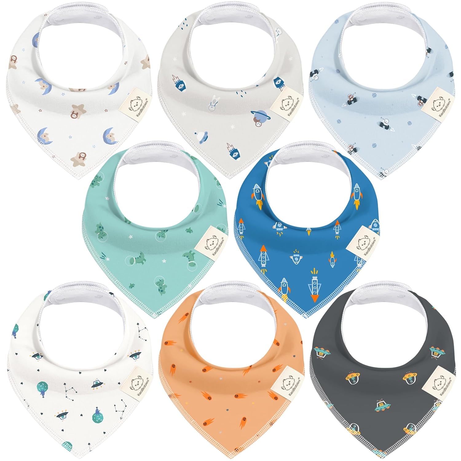 8-Pack Organic Baby Bandana Bibs for Boys, Girls - Super Absorbent Triangle Baby Bibs for Drooling and Teething Infant, 100% Cotton Extra Soft for Newborn, Infant 0-36 Months(Grayscape)